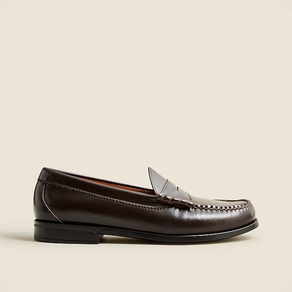 NIB J.Crew Camden Leather Loafers with Rubber Soles in Dress Brown - Picture 3 of 11